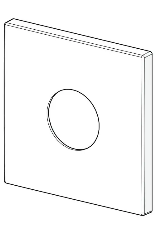 Rosette in quadratischer Form mit kreisförmiger Aussparung, geeignet für HANSA-Produkte. Schlichtes Design ohne weitere Verzierung.